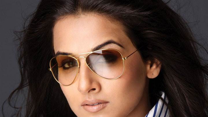 Vidya Balan In Brown Goggles And Wet Lips Face Closeup